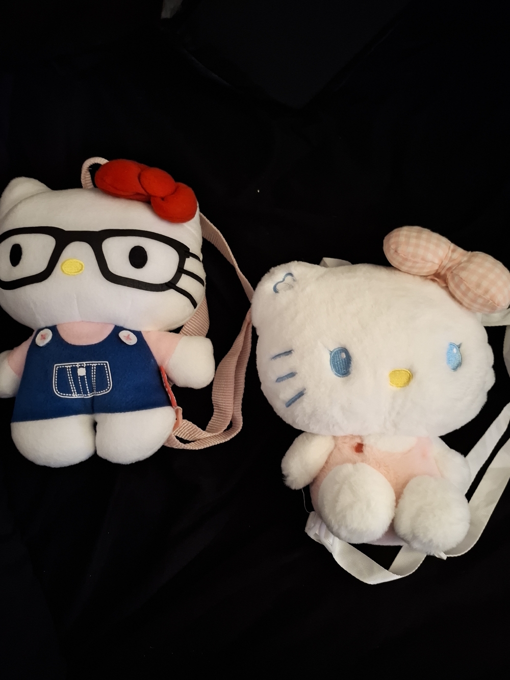Hello Kitty Plush Backpack - White with Red Bow Pink And White BUNDLE